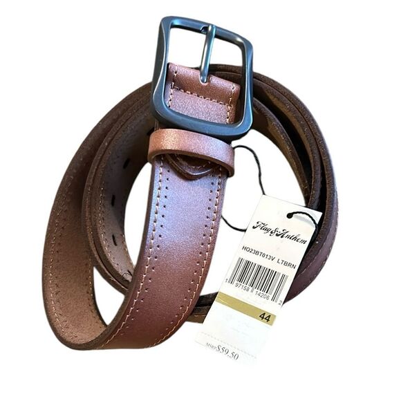 NEW Flag & Anthem Men's Brown Leather Belt - Picture 1 of 5
